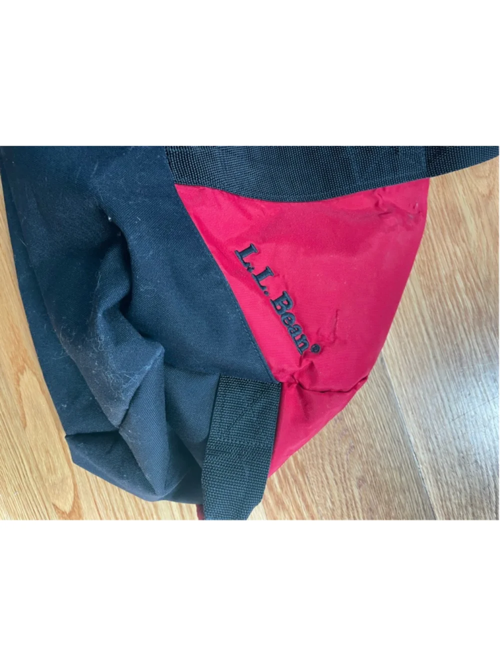 L.L. Bean Red Black Large Duffel Bag Travel Gym Camp